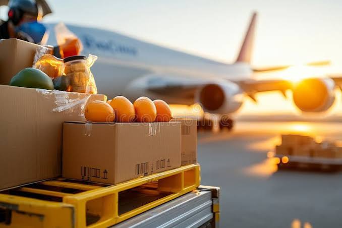 Assorted fresh fruits and vegetables arranged for distribution